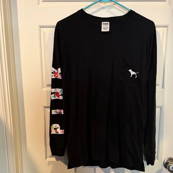 PINK Victoria's Secret Black Long Sleeve Shirt with Logo - Picture 5 of 7